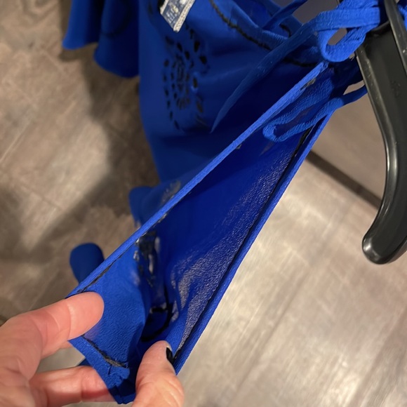 Free people, cold, shoulder ties, butterfly arm embroidered sheer blouse - Picture 4 of 6